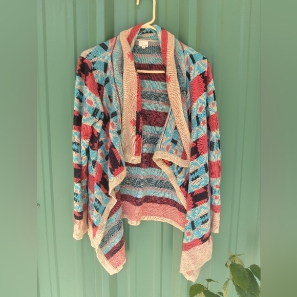 Womens Colorful Southwestern Bohemian Blanket Cardigan Size Medium Boho Festival - Picture 5 of 8